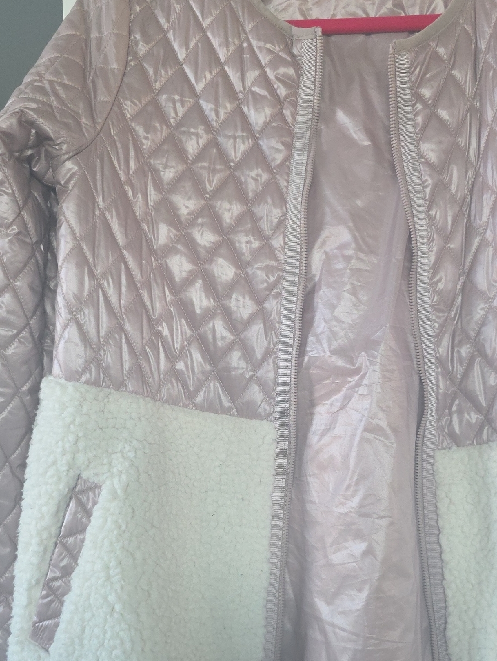 Calvin Klein Coat Jacket Metallic Pink Quilted - Picture 3 of 4